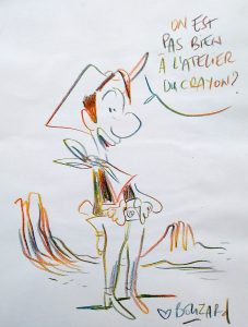 Crayons magiques x 5 - dédicace Lucky luke par Guillaume Bouzard